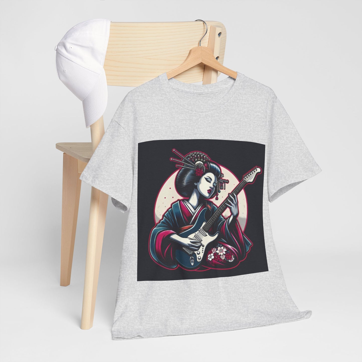 Japanese Guitar Goddess Tee, Unisex T-Shirt, Music Lover Gift, Art Tee, Vintage Style Shirt, Unique Graphic Tee