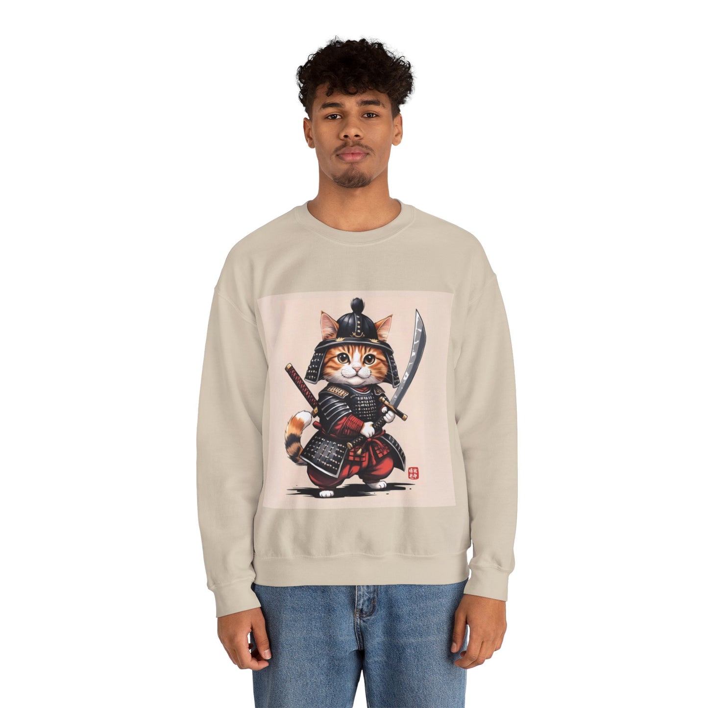 Samurai Cat Sweatshirt, Cozy Unisex Sweatshirt, Cute Cat Apparel, Gift for Cat Lovers, Funny Pet Lover Clothing, Unique Sweatshirt for Pets