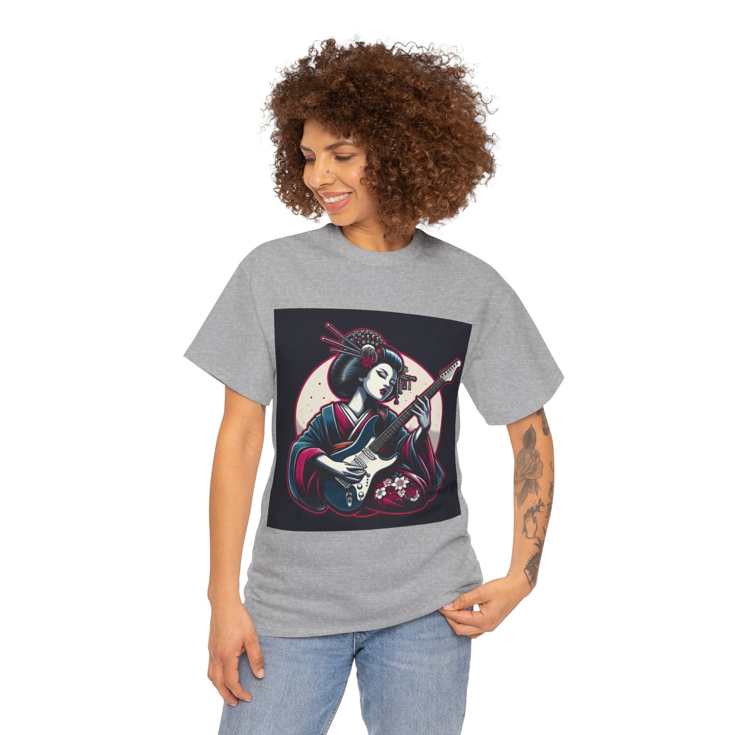 Japanese Guitar Goddess Tee, Unisex T-Shirt, Music Lover Gift, Art Tee, Vintage Style Shirt, Unique Graphic Tee