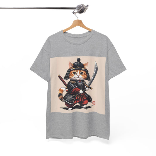 Samurai Cat Tee, Fun Unisex Tee, Cute Cat Lover Gift, Graphic T-Shirt, Anime Style Shirt, Unique Gift for Pet Owners
