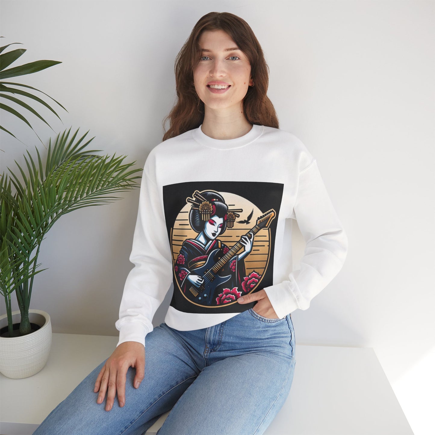 Guitar Playing Geisha Hooded Sweatshirt | Samurai Sweatshirt