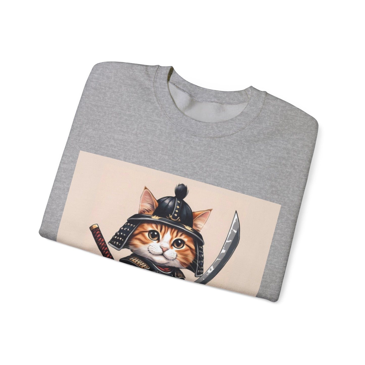 Samurai Cat Sweatshirt, Cozy Unisex Sweatshirt, Cute Cat Apparel, Gift for Cat Lovers, Funny Pet Lover Clothing, Unique Sweatshirt for Pets