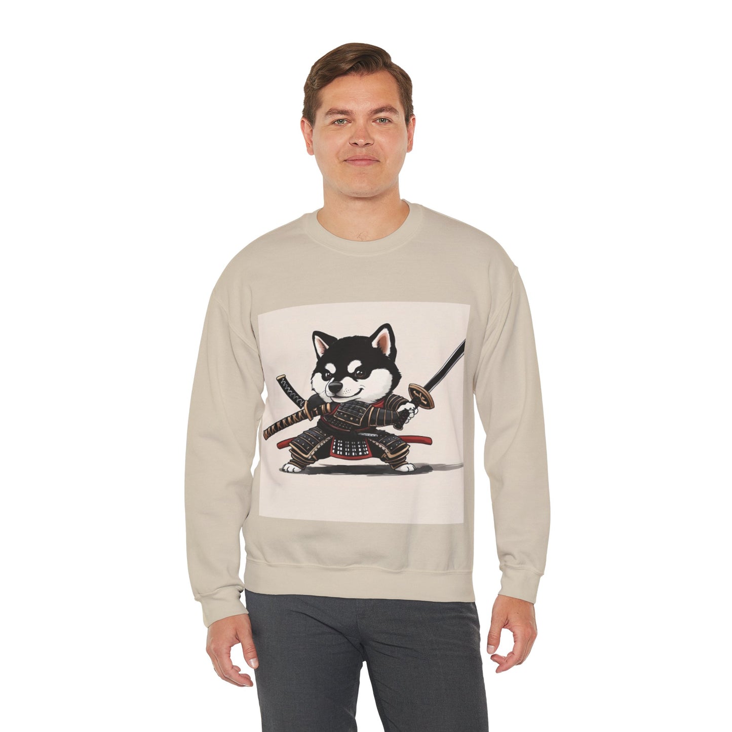 Samurai Dog Sweatshirt - Playful, Warm, Unisex Crewneck for Pet Lovers, Gifts for Birthdays, Cozy Gift for Dog Lovers, Fun Anime Style