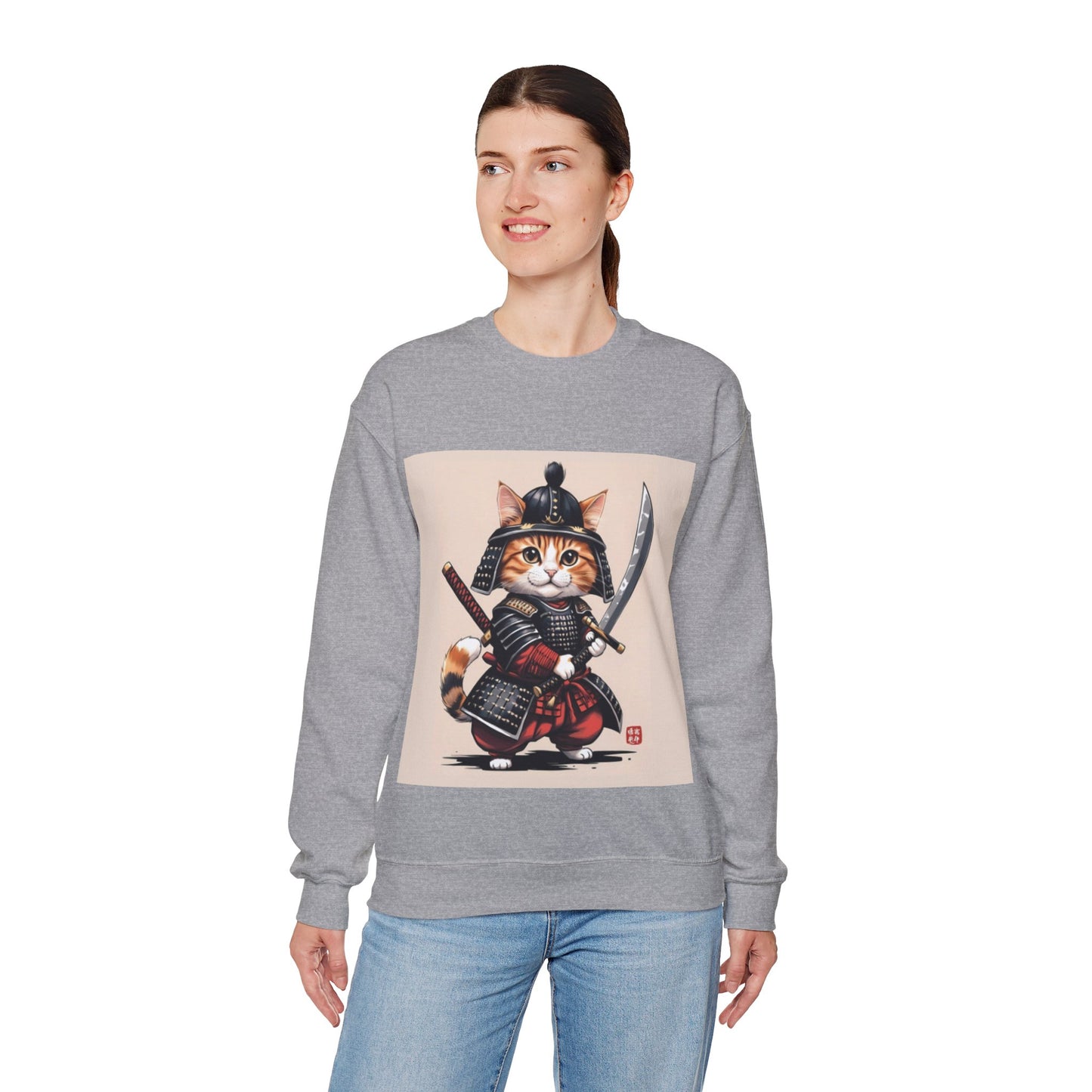 Samurai Cat Sweatshirt, Cozy Unisex Sweatshirt, Cute Cat Apparel, Gift for Cat Lovers, Funny Pet Lover Clothing, Unique Sweatshirt for Pets