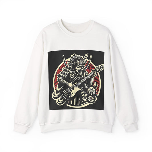Samurai Guitarist Sweatshirt, Unisex Rock Band Hoodie, Music Lover Gift, Casual Streetwear, Graphic Sweatshirt for Concerts