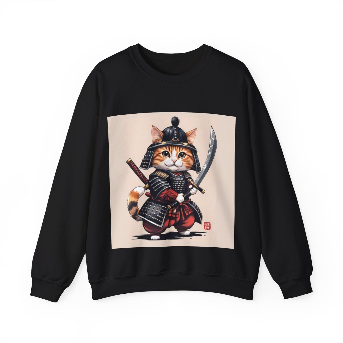 Samurai Cat Sweatshirt, Cozy Unisex Sweatshirt, Cute Cat Apparel, Gift for Cat Lovers, Funny Pet Lover Clothing, Unique Sweatshirt for Pets