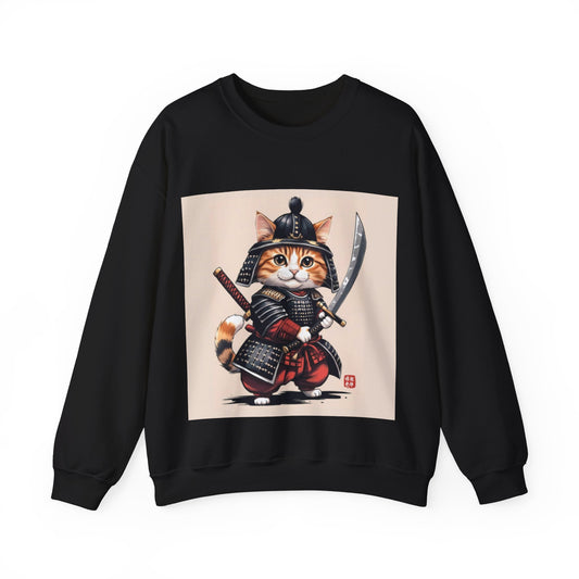 Samurai Cat Sweatshirt, Cozy Unisex Sweatshirt, Cute Cat Apparel, Gift for Cat Lovers, Funny Pet Lover Clothing, Unique Sweatshirt for Pets