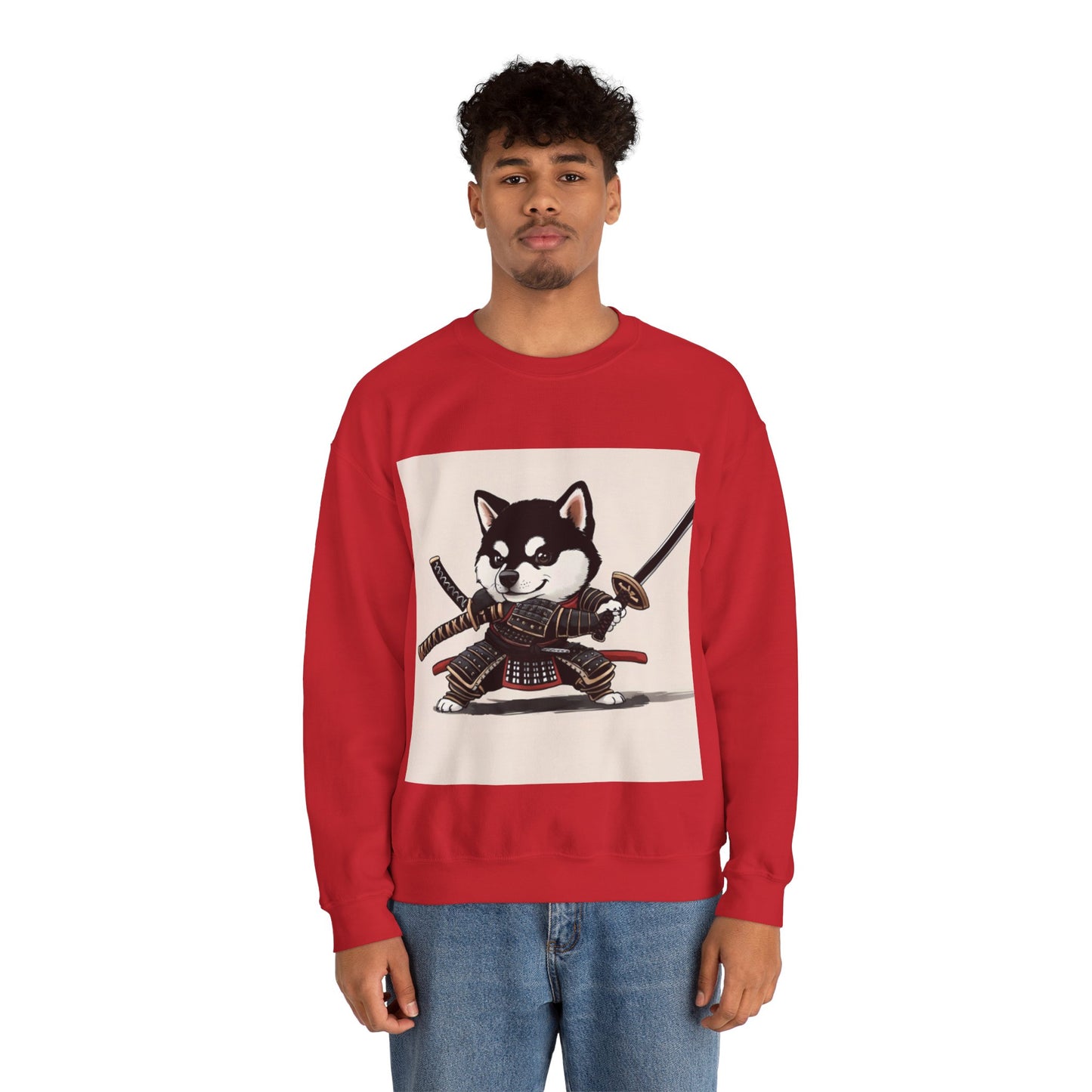 Samurai Dog Sweatshirt - Playful, Warm, Unisex Crewneck for Pet Lovers, Gifts for Birthdays, Cozy Gift for Dog Lovers, Fun Anime Style