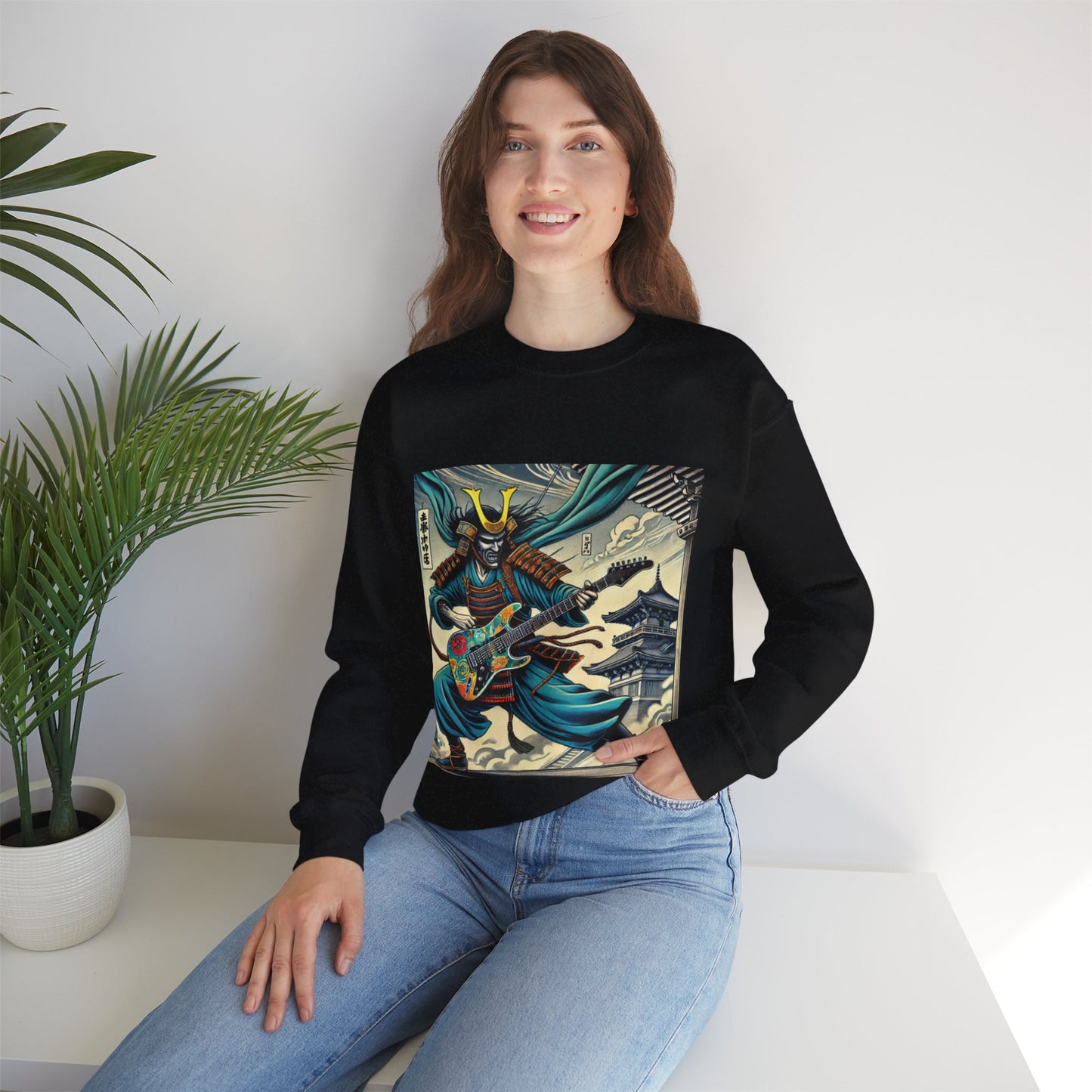 Samurai Guitarist Crewneck Sweatshirt | Music Sweatshirt