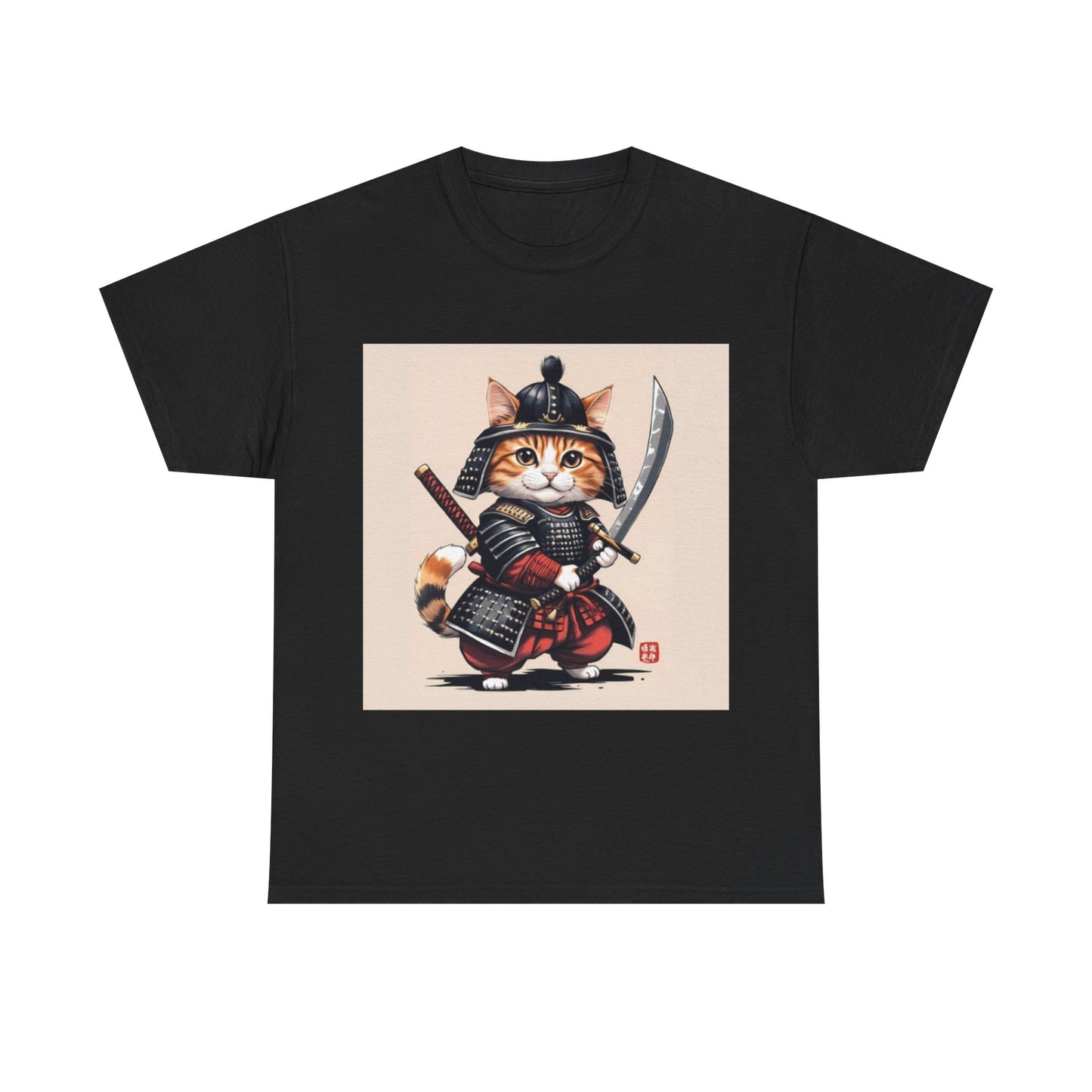 Samurai Cat Tee, Fun Unisex Tee, Cute Cat Lover Gift, Graphic T-Shirt, Anime Style Shirt, Unique Gift for Pet Owners