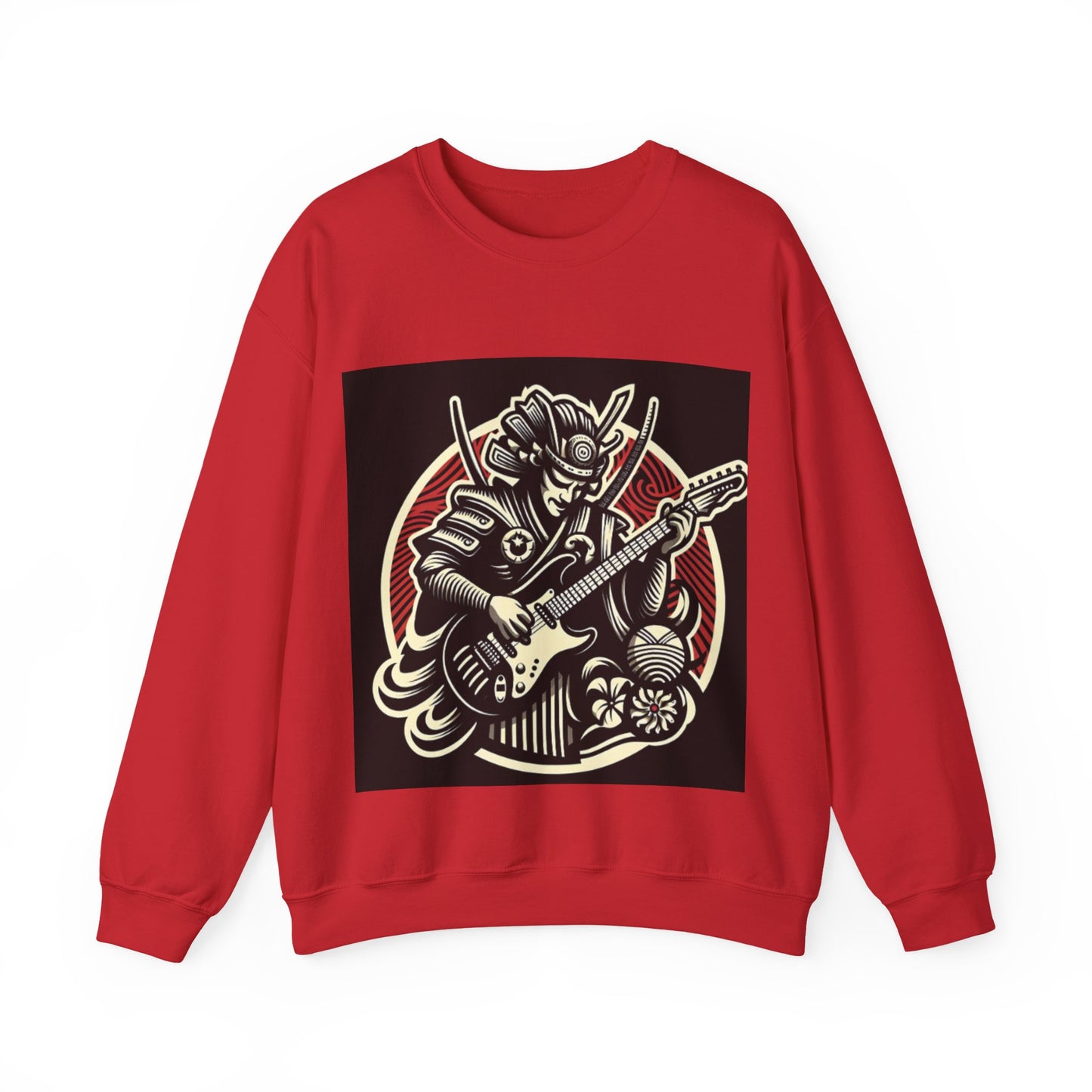 Samurai Guitarist Sweatshirt, Unisex Rock Band Hoodie, Music Lover Gift, Casual Streetwear, Graphic Sweatshirt for Concerts