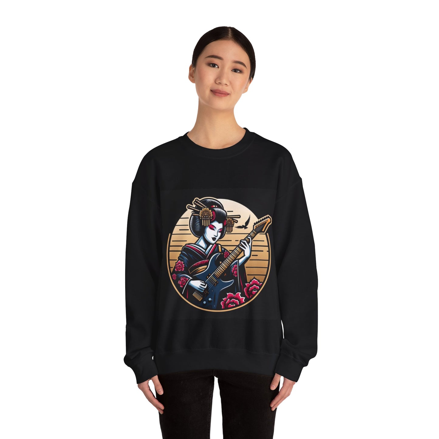 Guitar Playing Geisha Hooded Sweatshirt | Samurai Sweatshirt