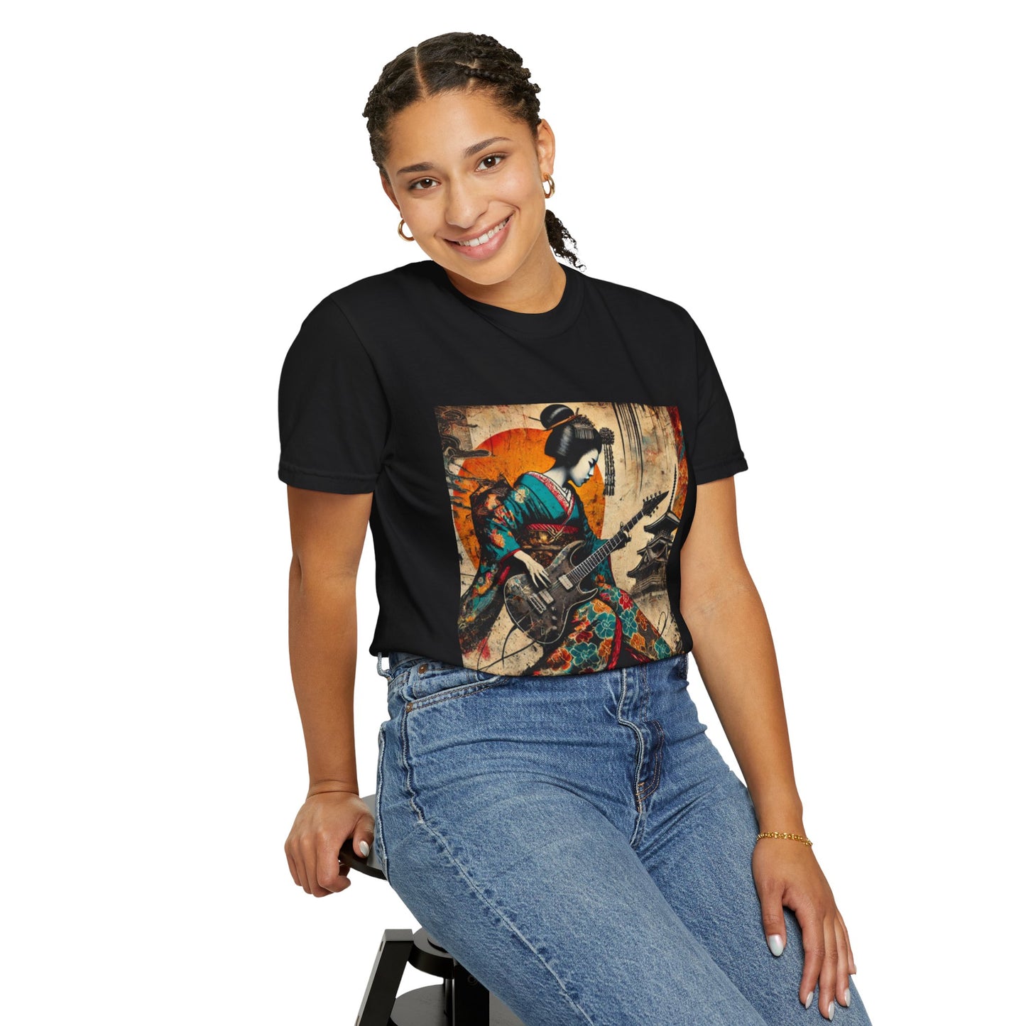 Vibrant Kimono Rocker Tee | Japanese Art Shirt | Fashionable T-shirt
