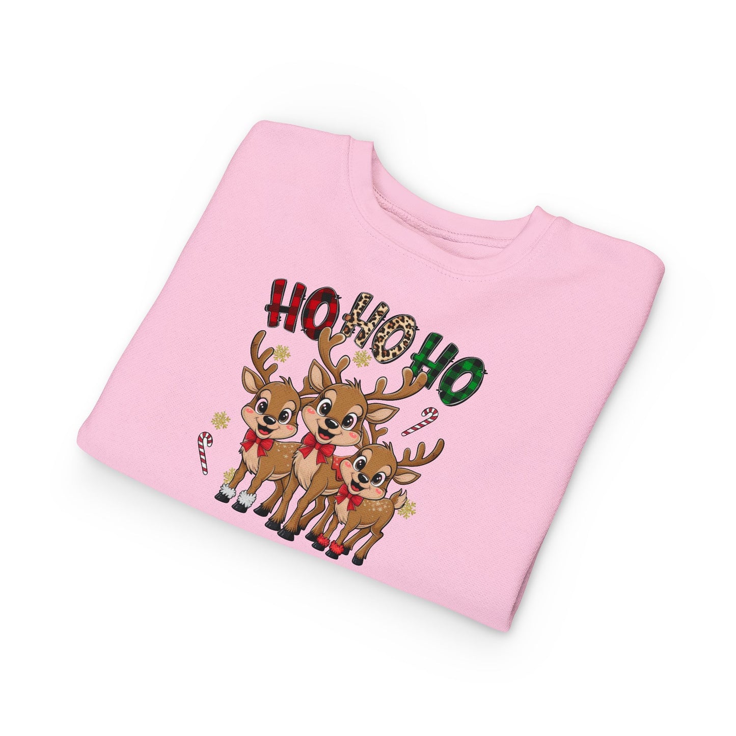Toddler Sweatshirt - Cute Trio Reindeer "Ho Ho Ho" Christmas Pullover