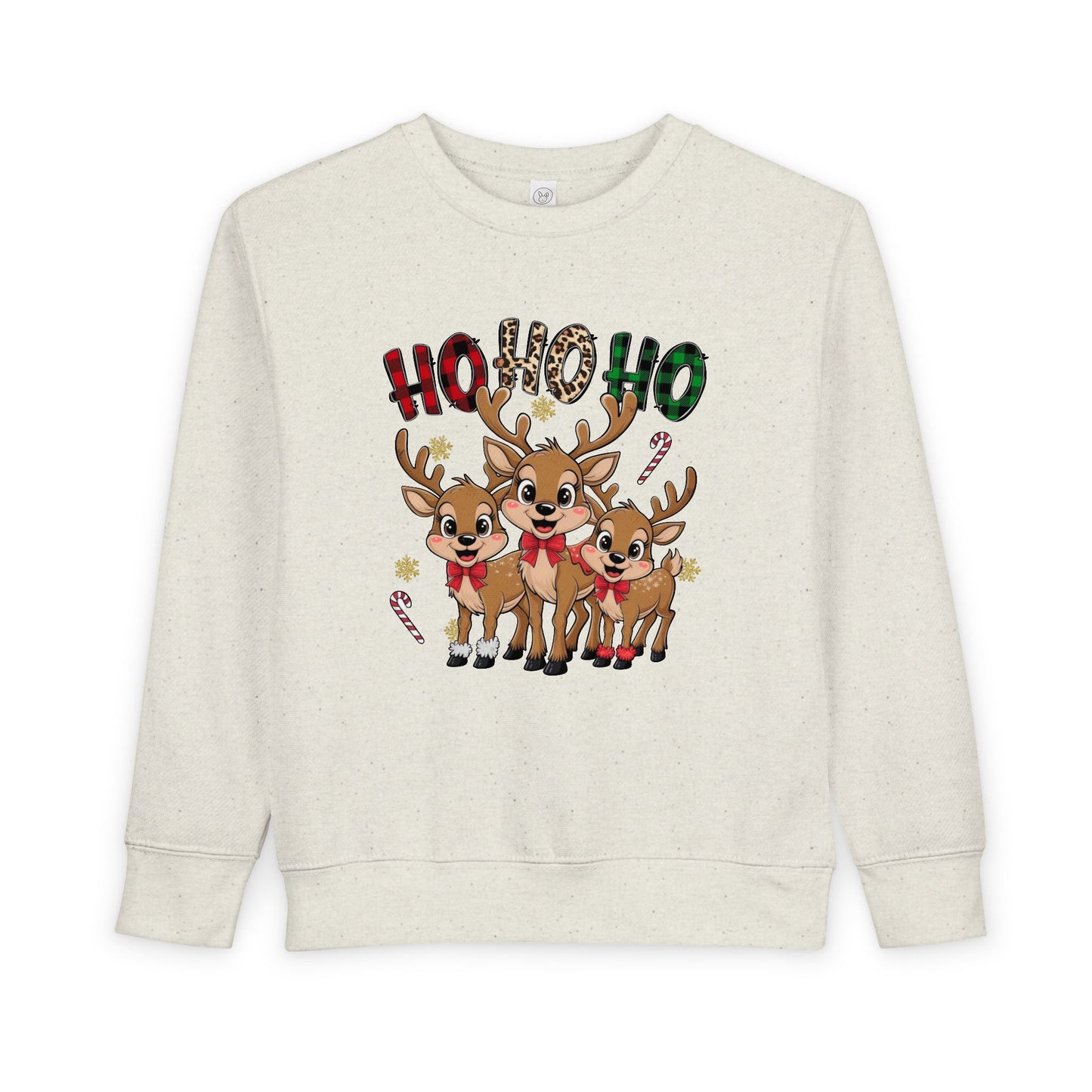 Toddler Sweatshirt - Cute Trio Reindeer "Ho Ho Ho" Christmas Pullover