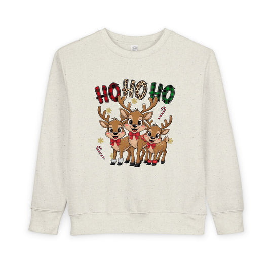 Toddler Sweatshirt - Cute Trio Reindeer "Ho Ho Ho" Christmas Pullover