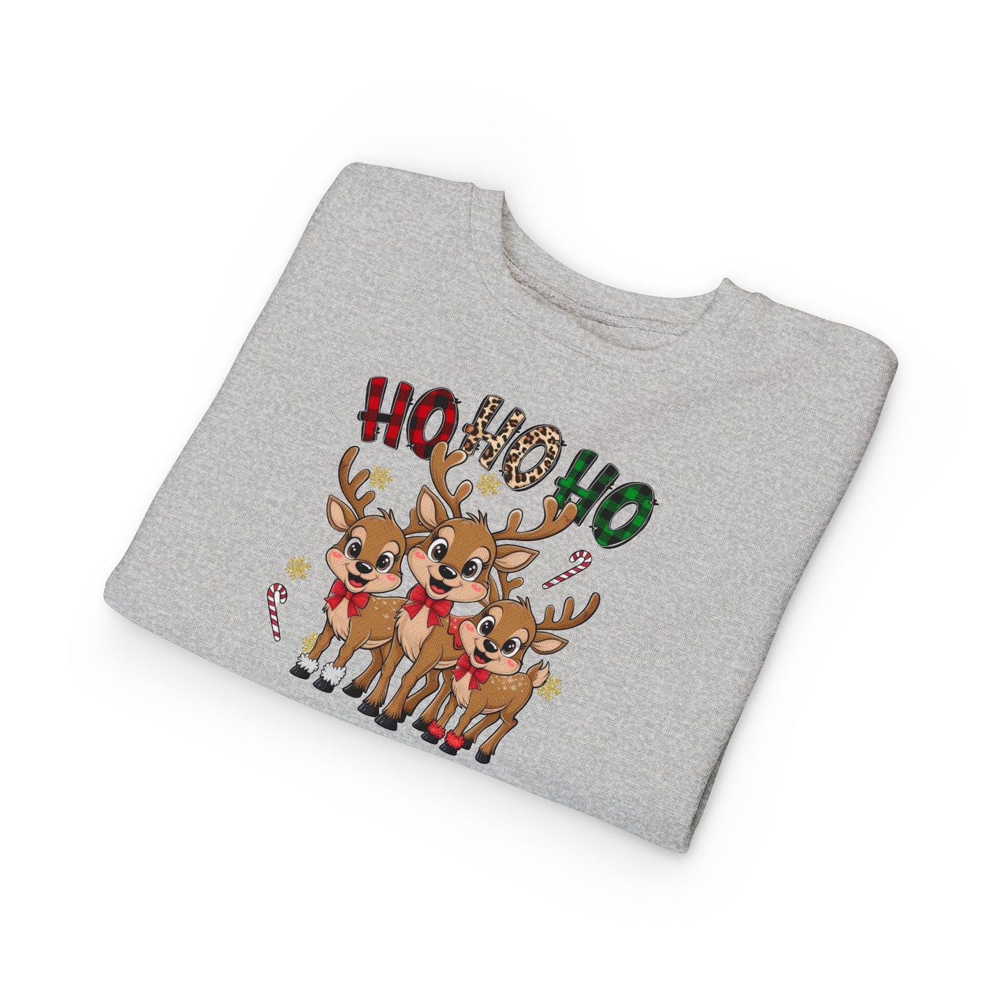 Toddler Sweatshirt - Cute Trio Reindeer "Ho Ho Ho" Christmas Pullover