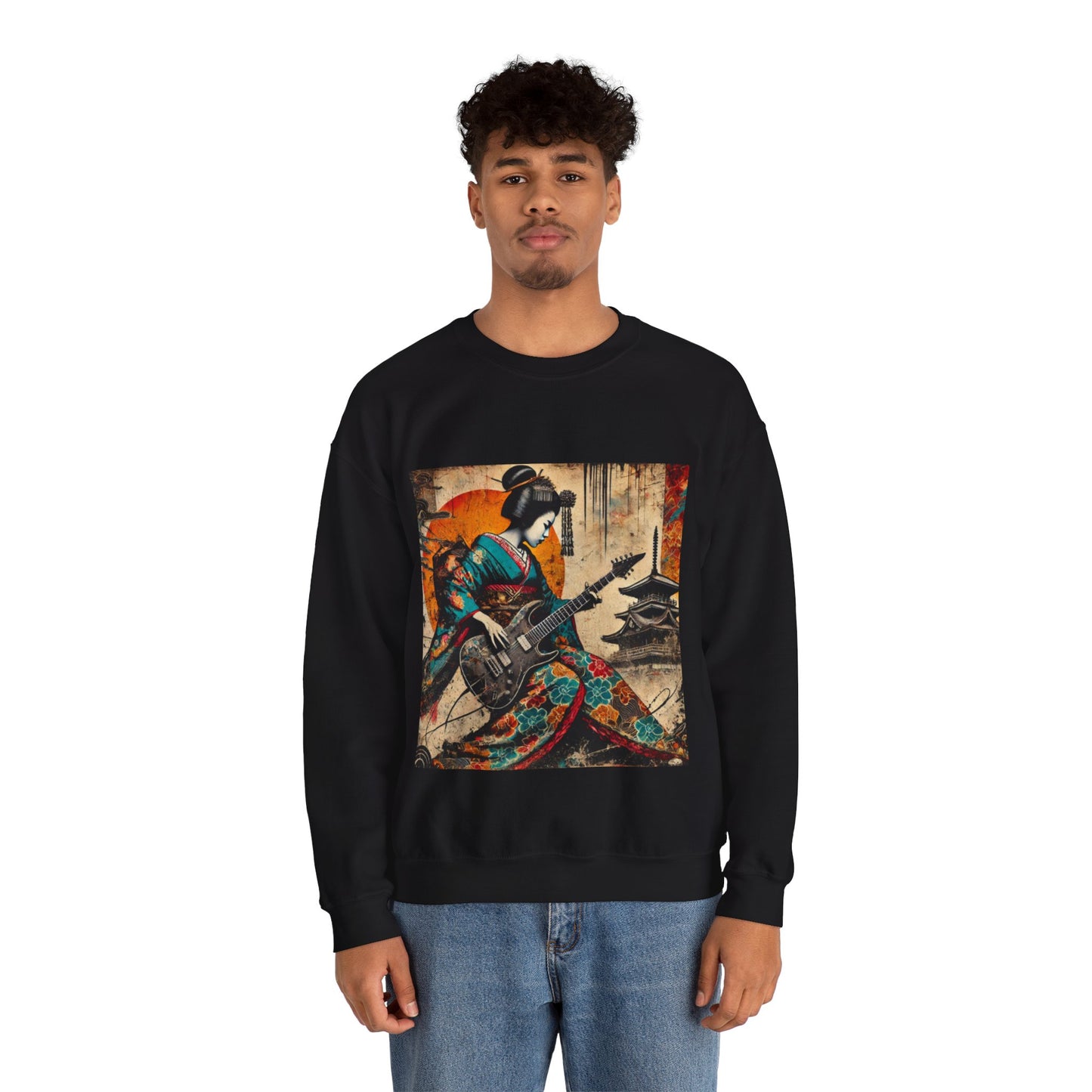 Japanese Guitarist Crewneck Sweatshirt | Artistic Sweatshirt