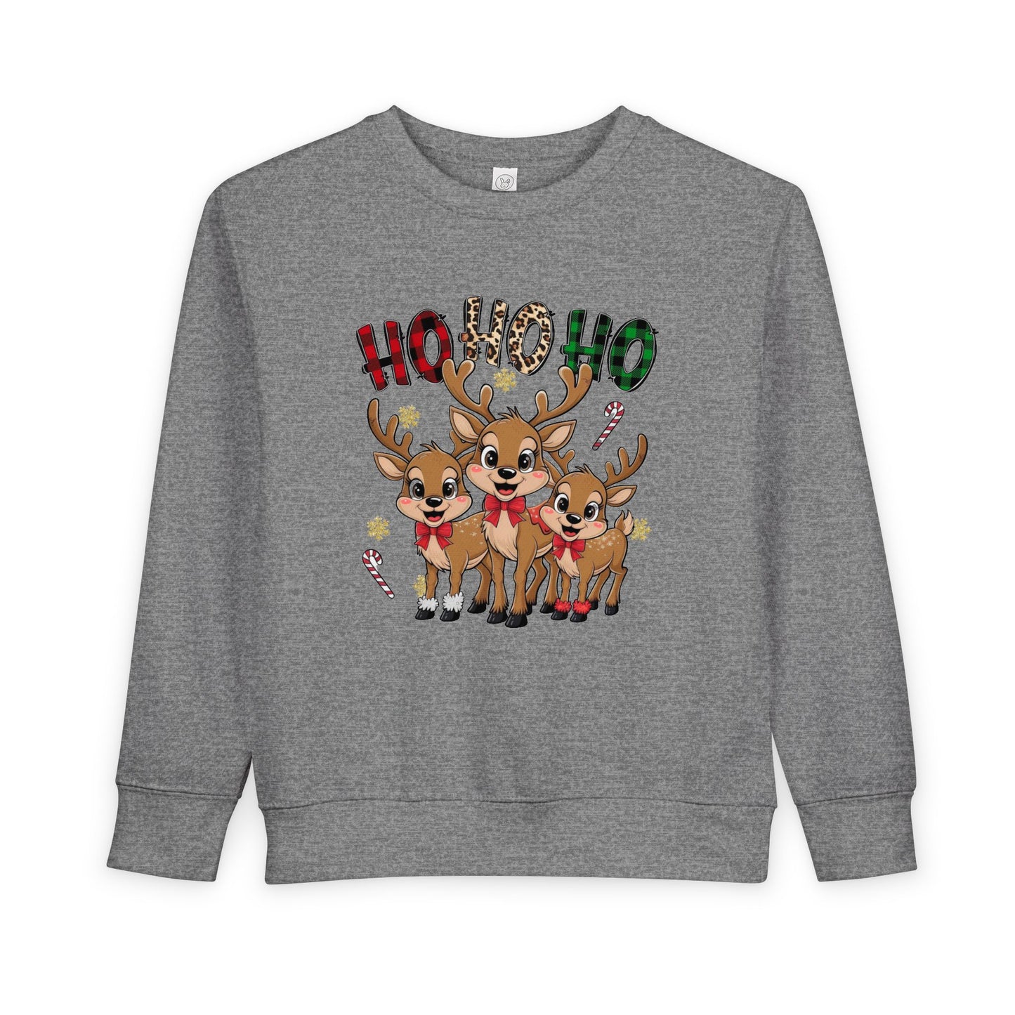 Toddler Sweatshirt - Cute Trio Reindeer "Ho Ho Ho" Christmas Pullover