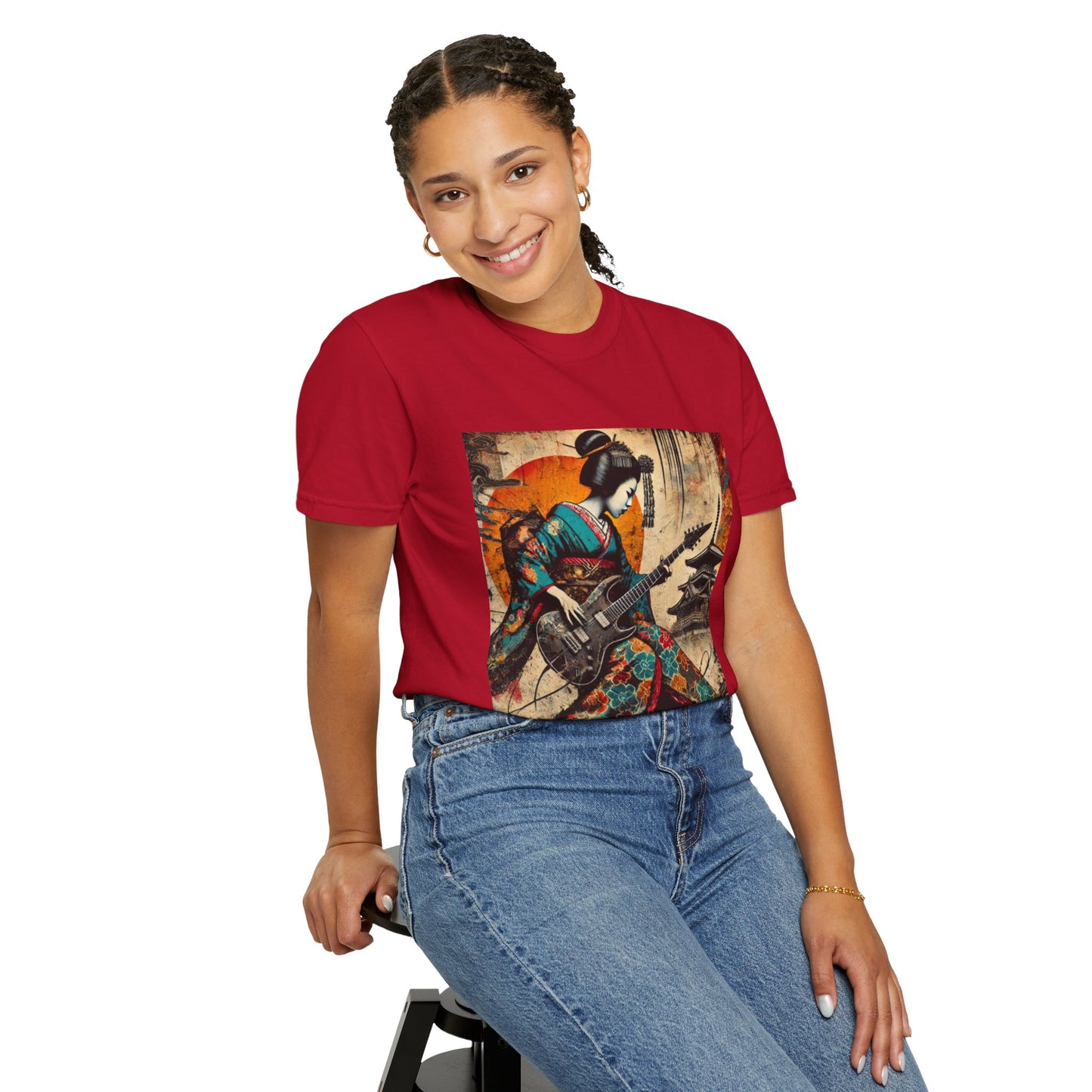 Vibrant Kimono Rocker Tee | Japanese Art Shirt | Fashionable T-shirt