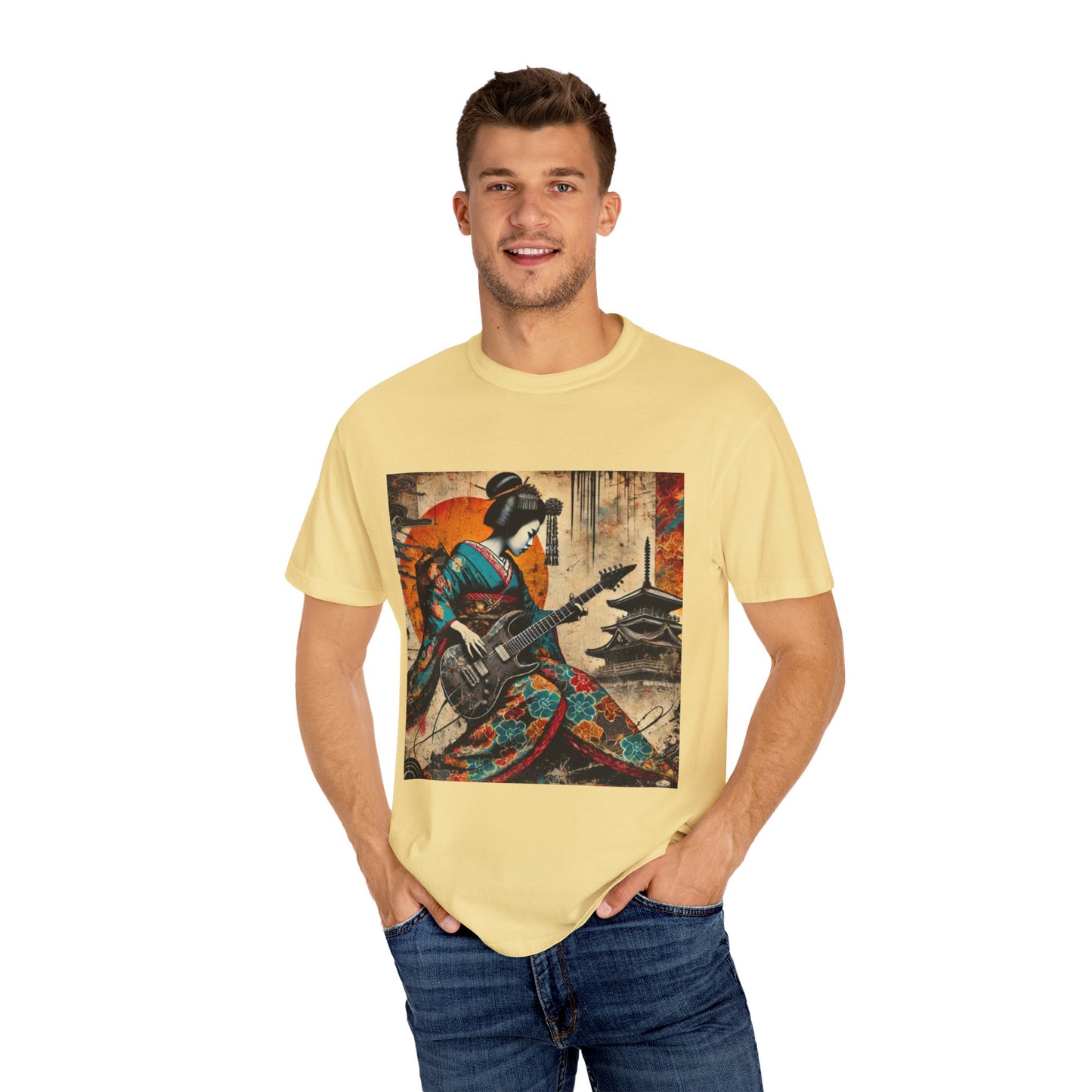 Vibrant Kimono Rocker Tee | Japanese Art Shirt | Fashionable T-shirt