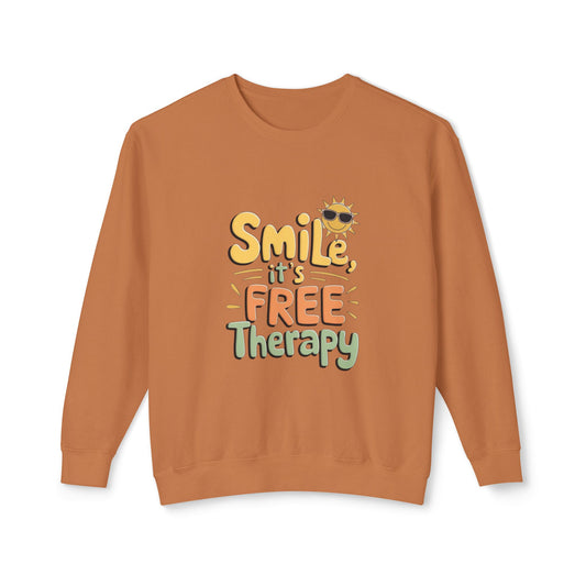 Smile It's Free Therapy Sweatshirt — Positive Message Crewneck