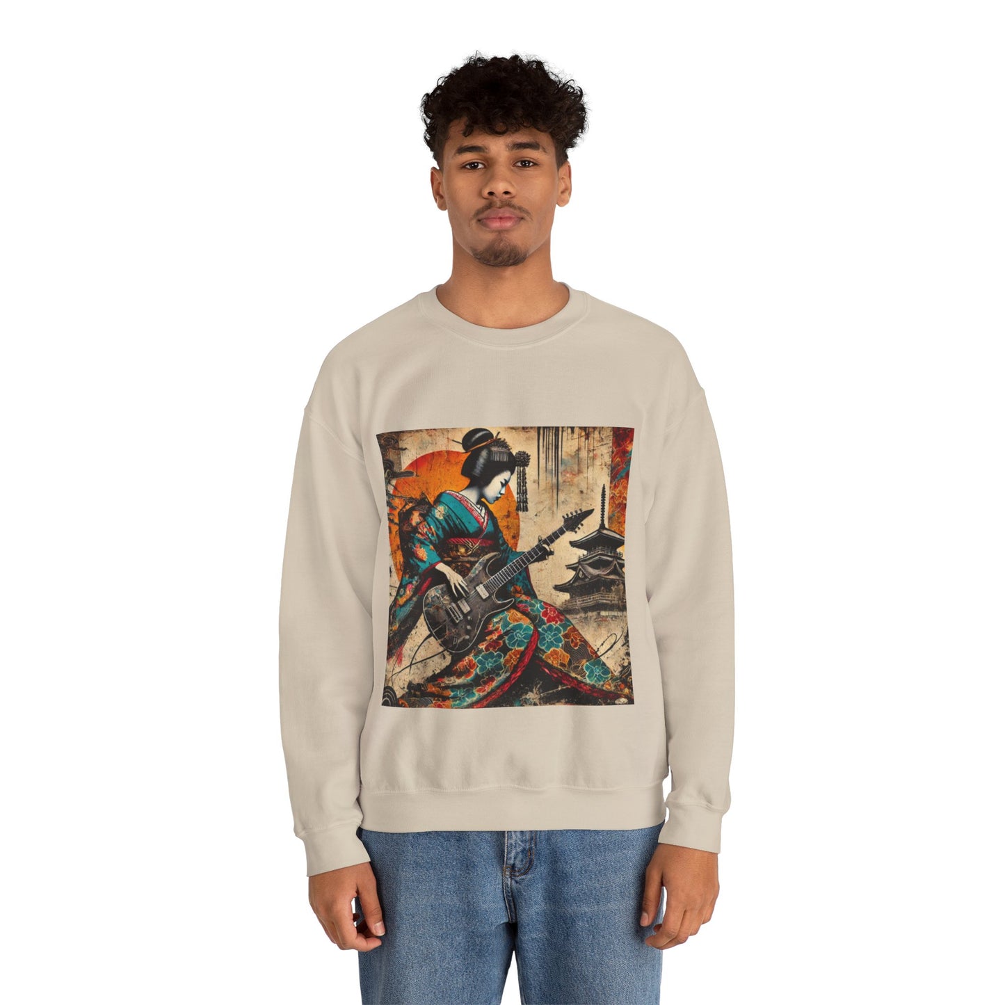 Japanese Guitarist Crewneck Sweatshirt | Artistic Sweatshirt