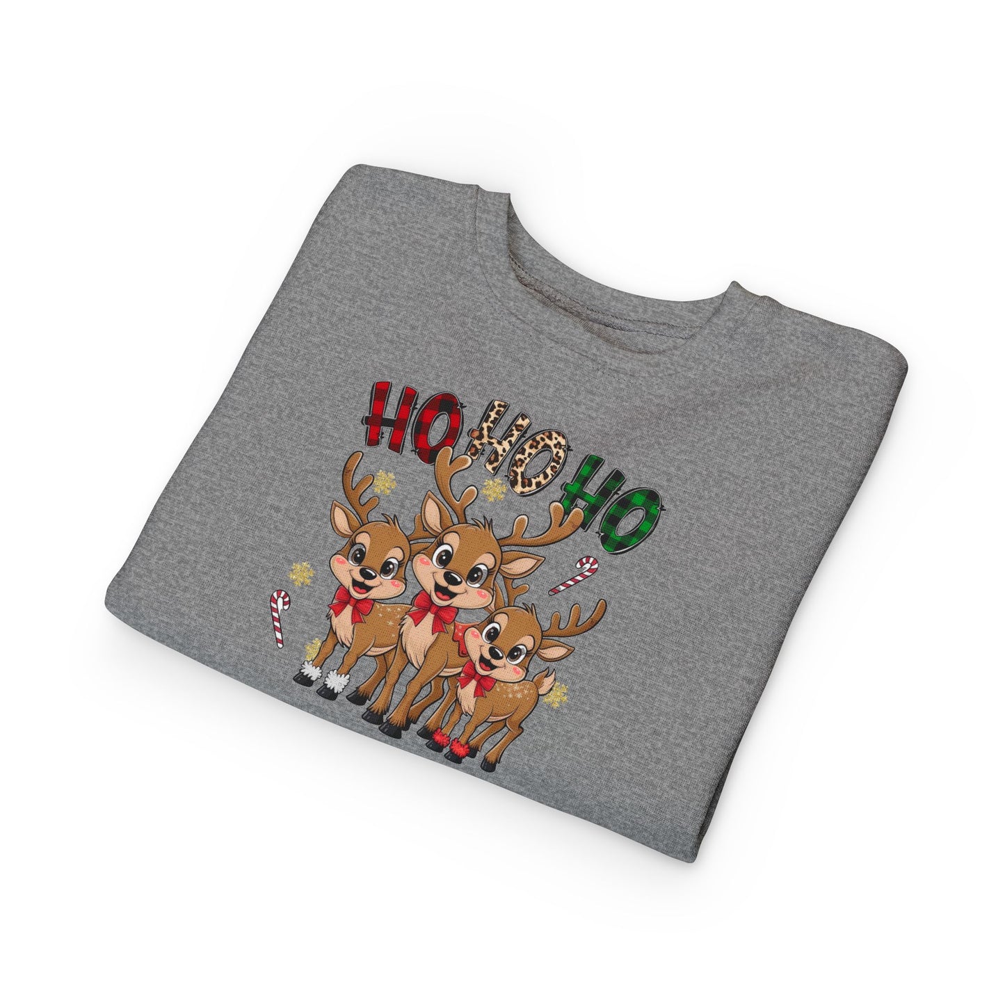 Toddler Sweatshirt - Cute Trio Reindeer "Ho Ho Ho" Christmas Pullover