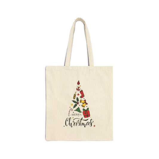 Christmas Tree Tote Bag – "Merry Christmas" Canvas Shopper