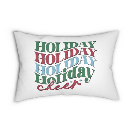 Holiday Cheer Lumbar Pillow — Retro Holiday Typography Throw Pillow