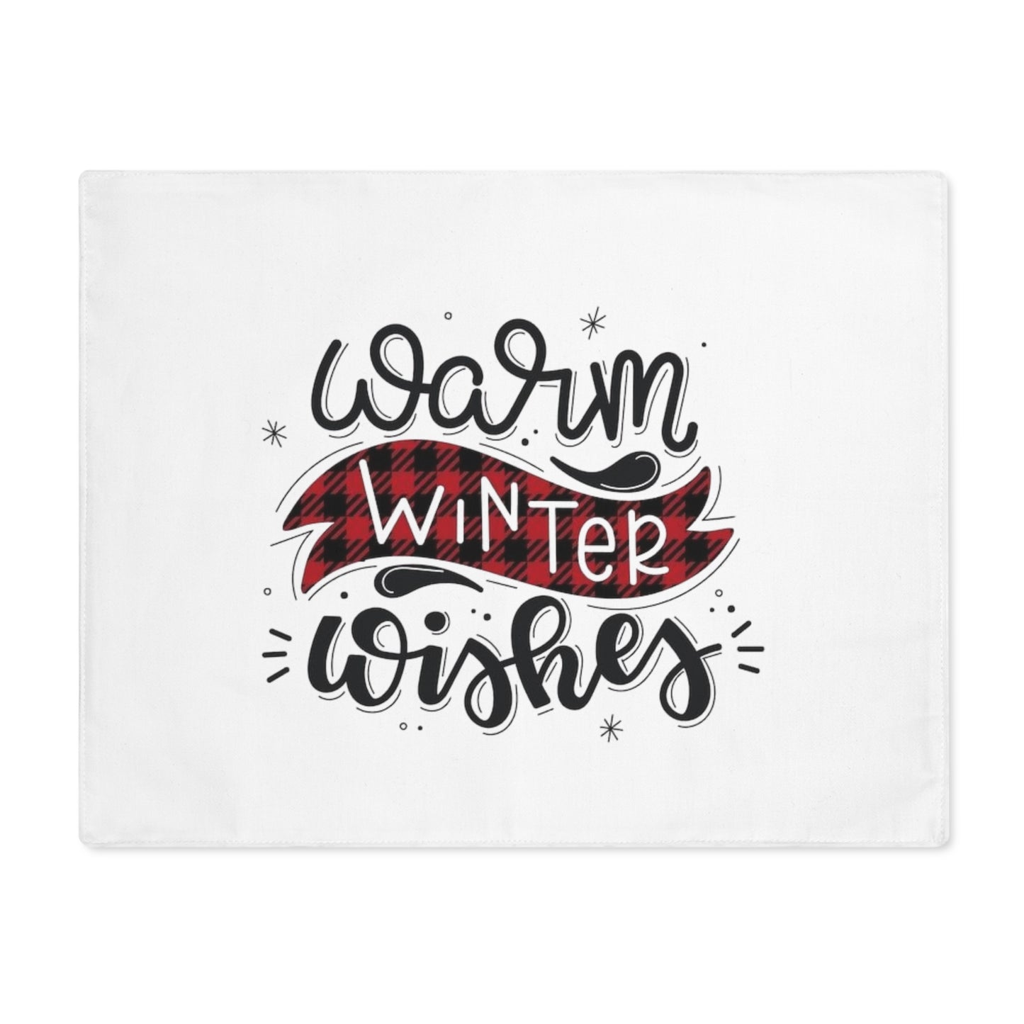 Warm Winter Wishes Placemat — Holiday Buffalo Plaid Table Decor