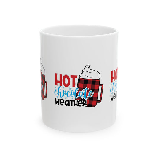 Hot Chocolate Weather Mug – Plaid Cocoa Cup with Whipped Cream