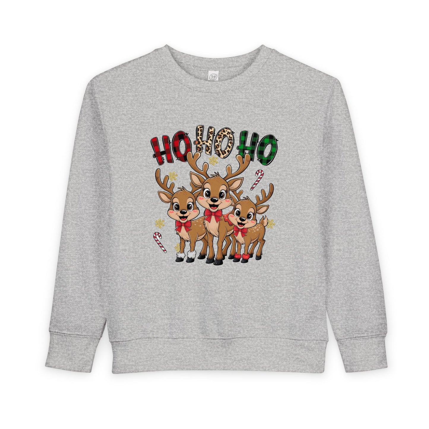 Toddler Sweatshirt - Cute Trio Reindeer "Ho Ho Ho" Christmas Pullover