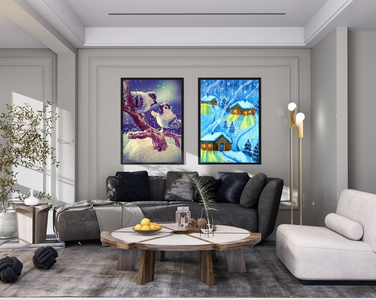 WINTER RIVER OIL Painting Print | Snowy Landscape Wall Art